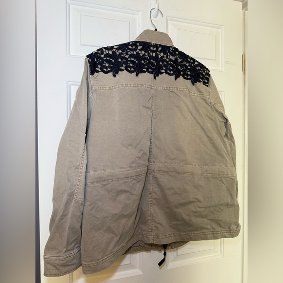 Gap Utility Jacket Khaki Women’s XL Black Lace Full Zip Draw String Belt EUC - Picture 7 of 11
